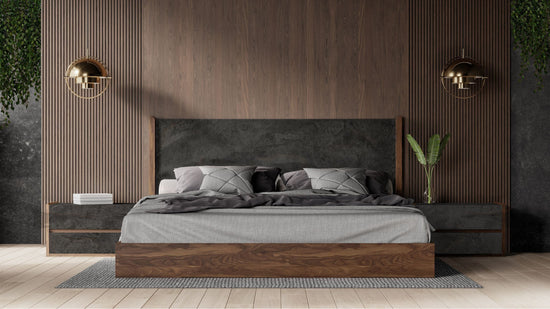 Nova Domus Rado - Queen Modern Walnut & Volcanic Slate Bed