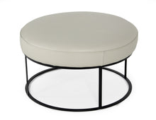 Load image into Gallery viewer, Divani Casa Jacoba - Modern Light Grey Leather Round Ottoman
