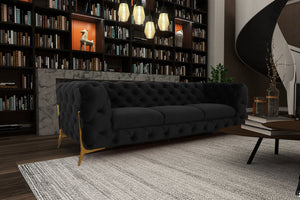 Divani Casa Quincey - Transitional Black Velvet Sofa Set