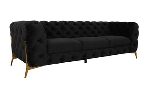 Divani Casa Quincey - Transitional Black Velvet Sofa