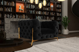 Divani Casa Quincey - Transitional Black Velvet Sofa Set