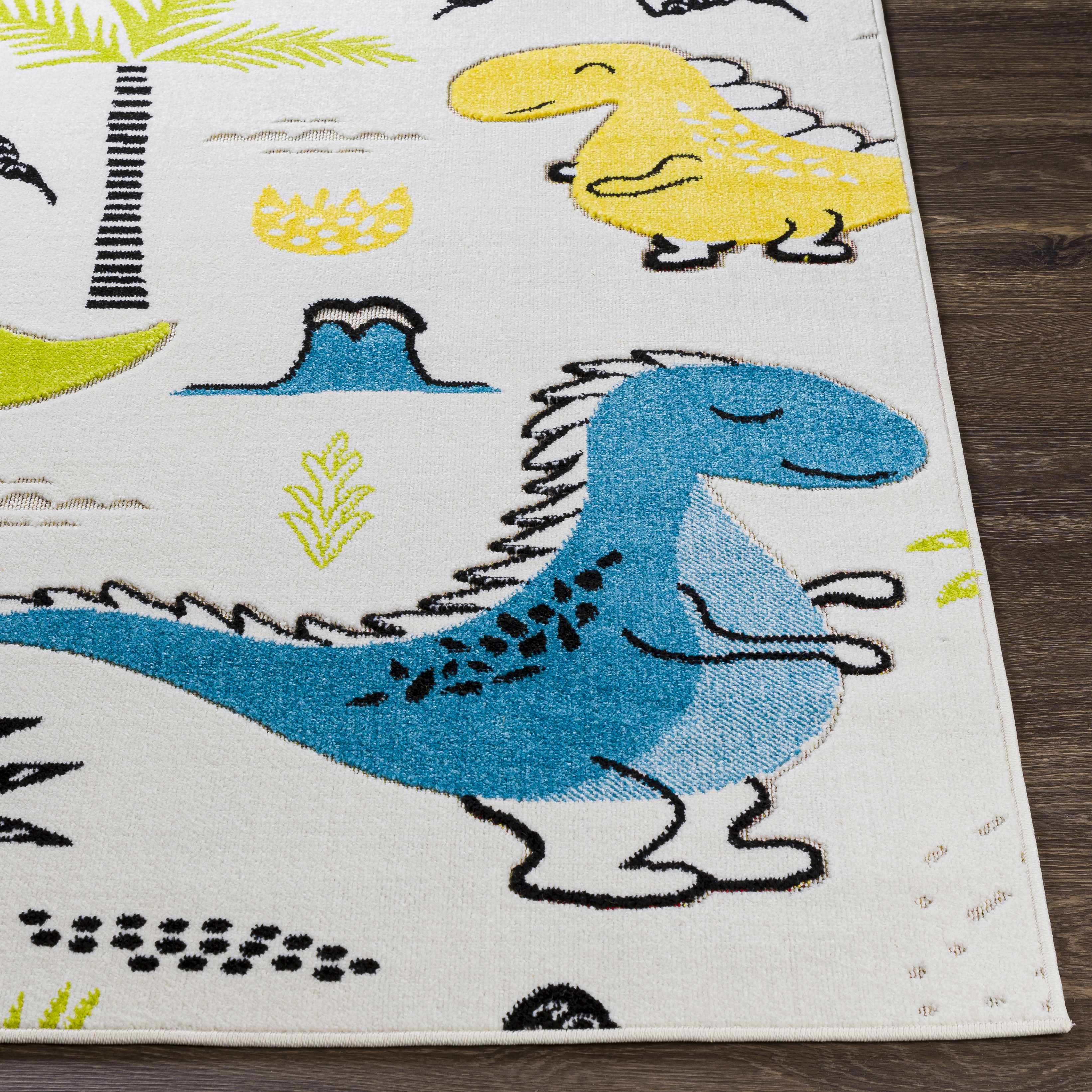 Kids Playroom Area Rug, Colorful Dinosaur & Jungle