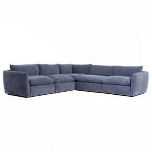 Divani Casa Kinsey - Modern Blue Fabric Modular Sectional Sofa