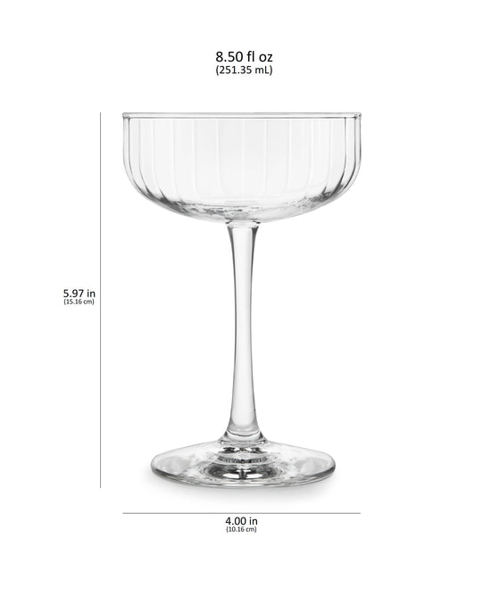 Libbey Paneled Coupe Cocktail Glasses, 8.5-ounce, Set of 4