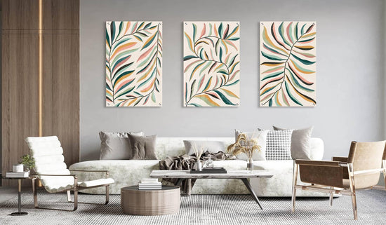 Leaves Ornament Set of 3 Prints Modern Wall Art Modern Artwork