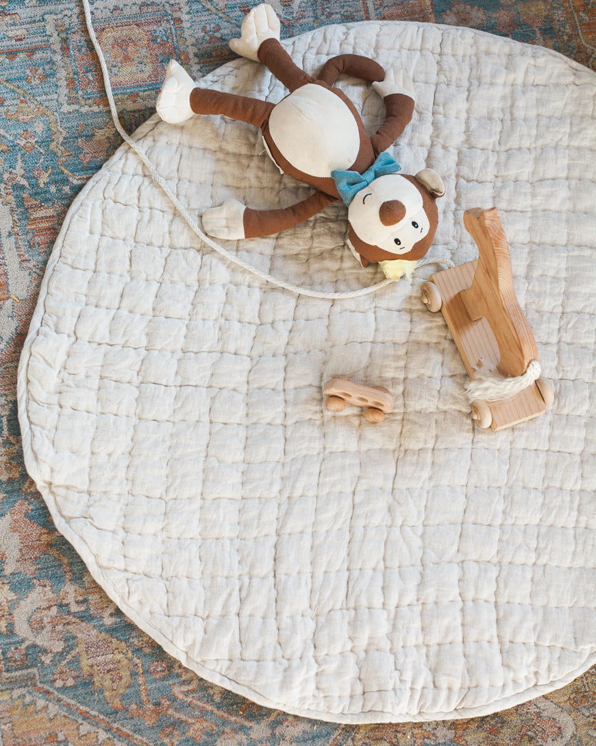 Stone Washed Linen Quilted Play Mat