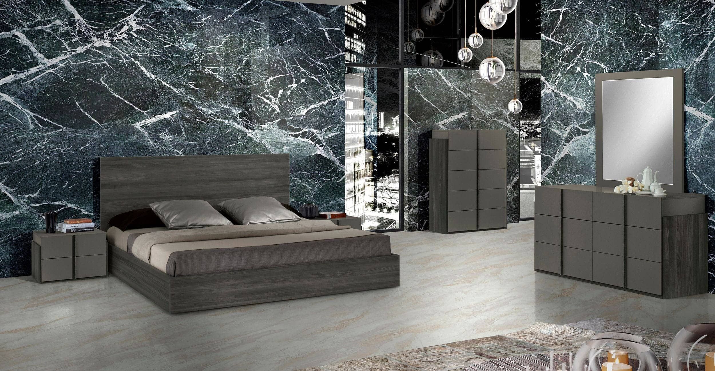 Queen Nova Domus Lucia - Italian Modern Matte Grey / Elm Grey Bedroom Set