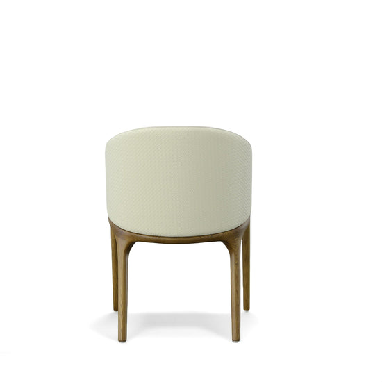 Modrest Lunde Cream Fabric and Walnut Arm Dining Chair