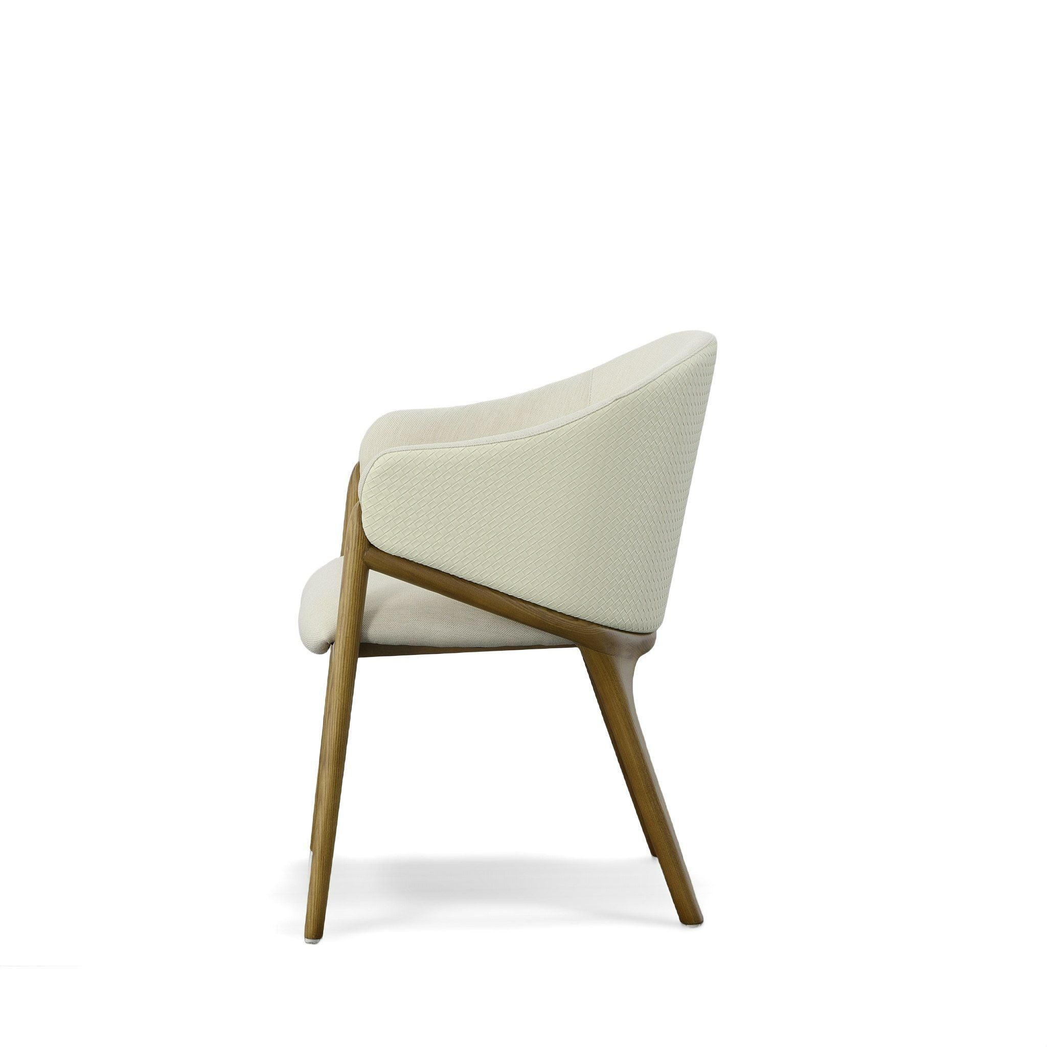 Modrest Lunde Cream Fabric and Walnut Arm Dining Chair