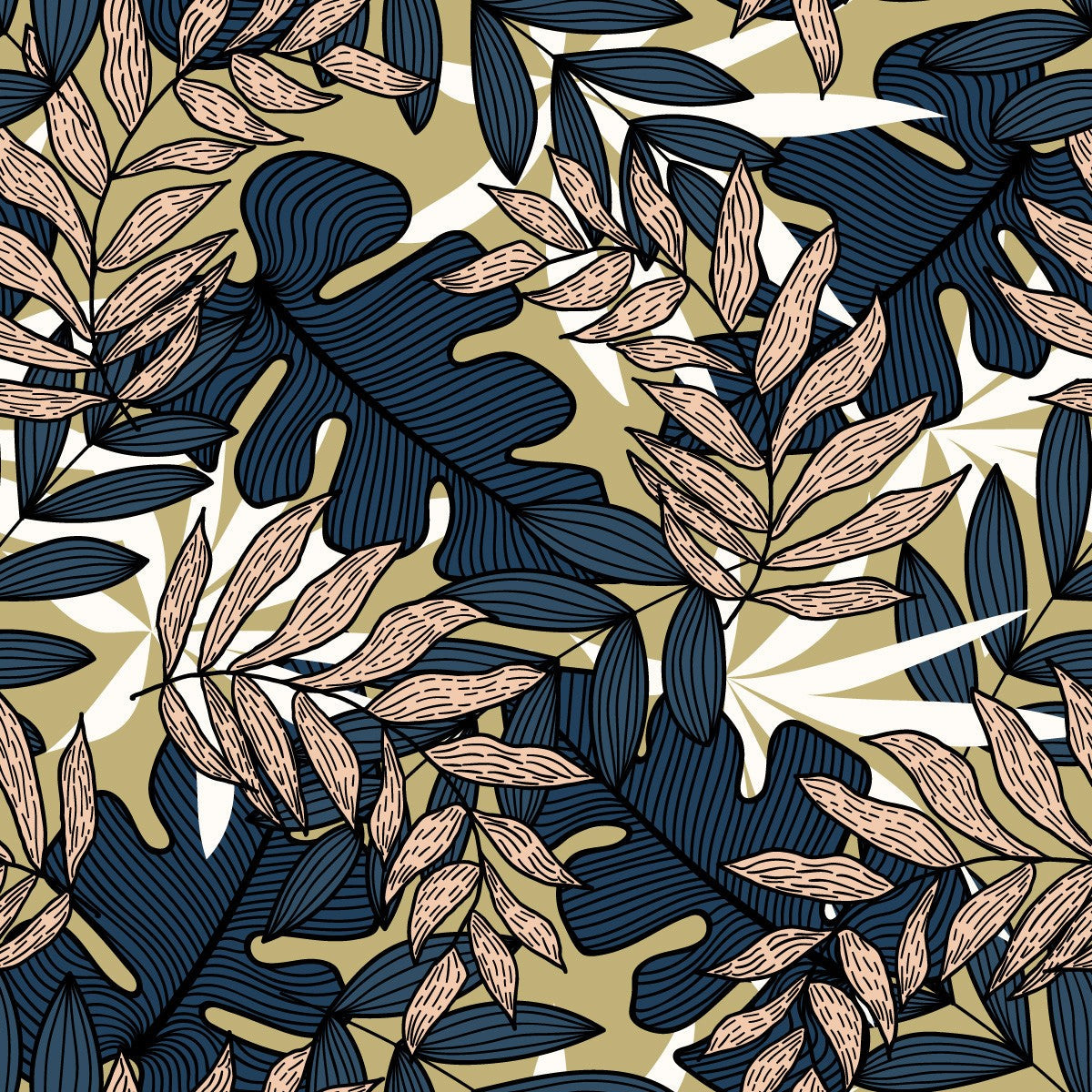 Stylish Leaves Pattern Wallpaper Fashionable