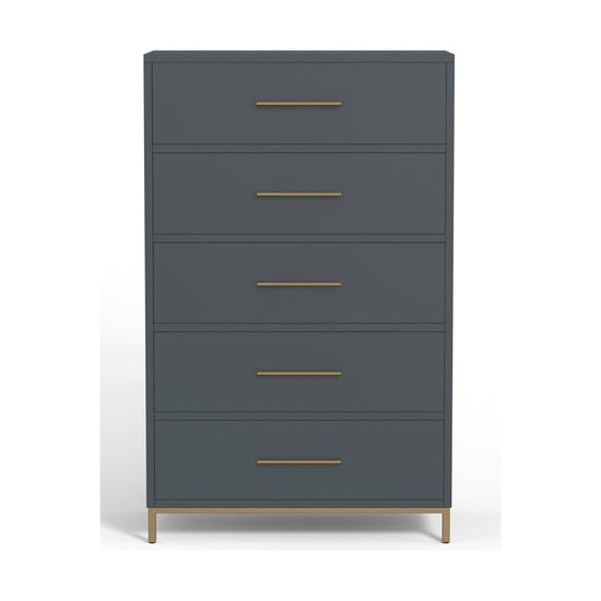 Madelyn Five Drawer Chest, Slate Gray