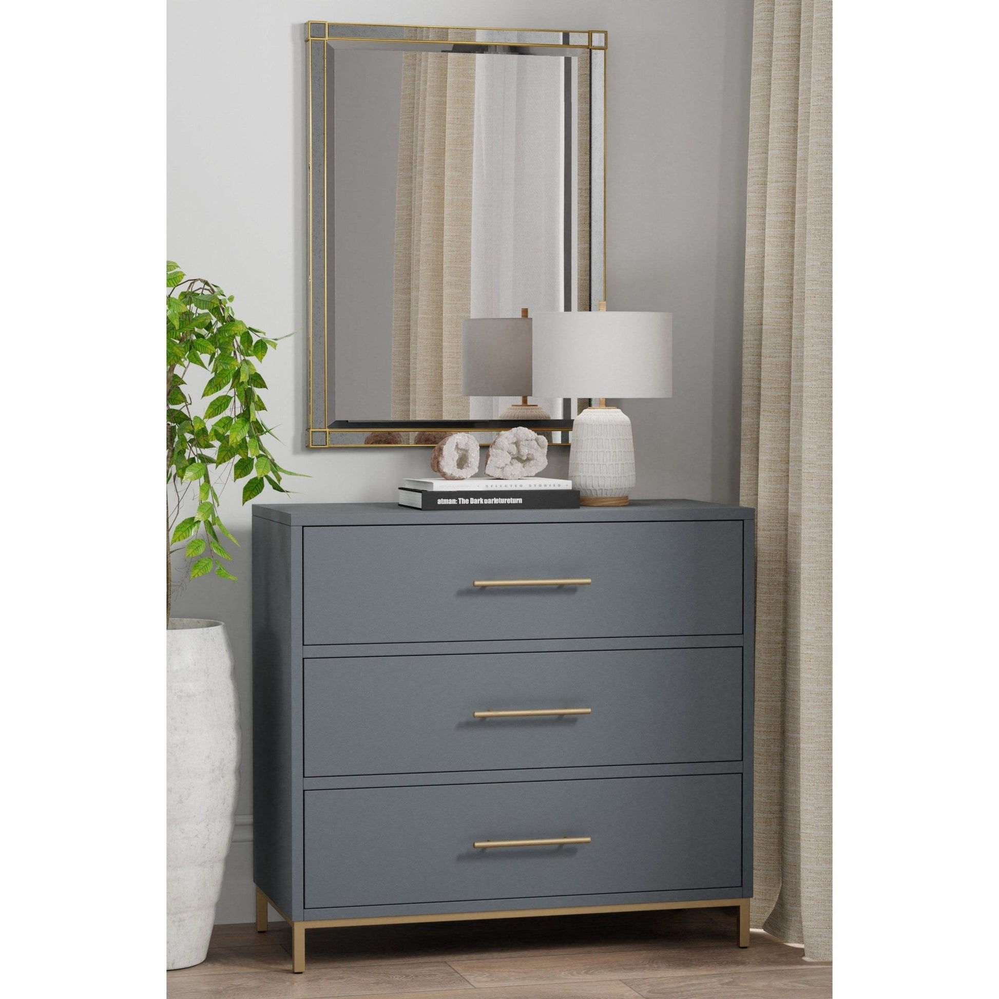 Madelyn Three Drawer Small Chest, Slate Gray