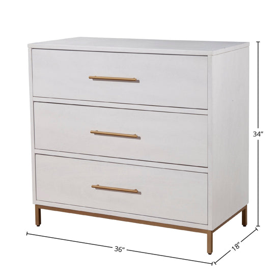 Madelyn Three Drawer Small Chest, White