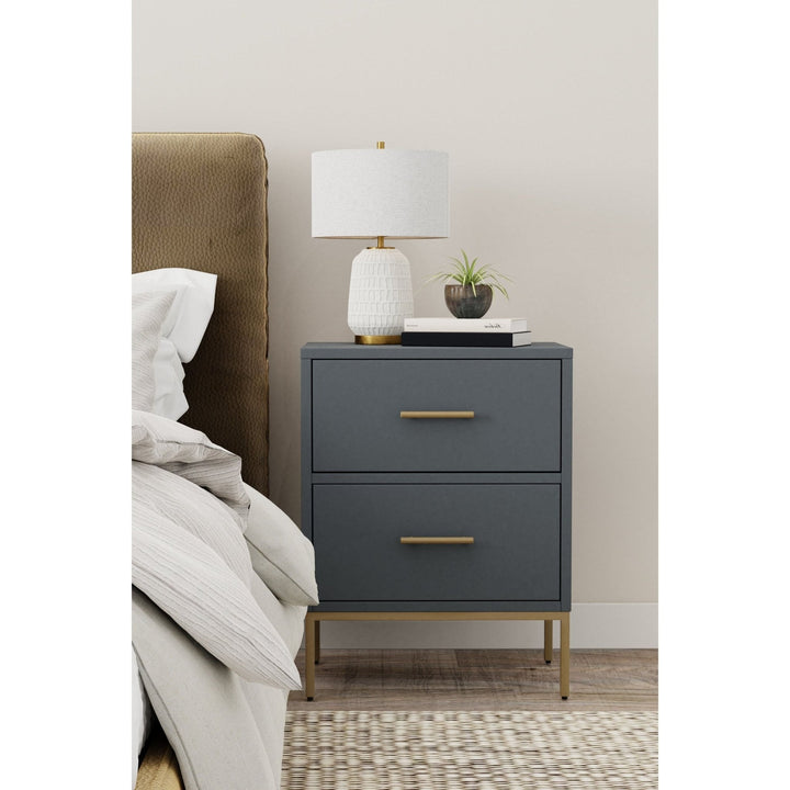 Madelyn Two Drawer Nightstand, Slate Gray