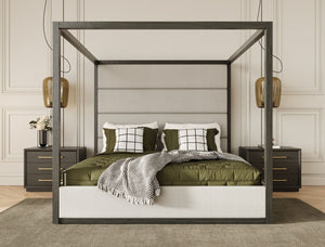 Modrest Manhattan- Contemporary Canopy Grey Eastern King Bed