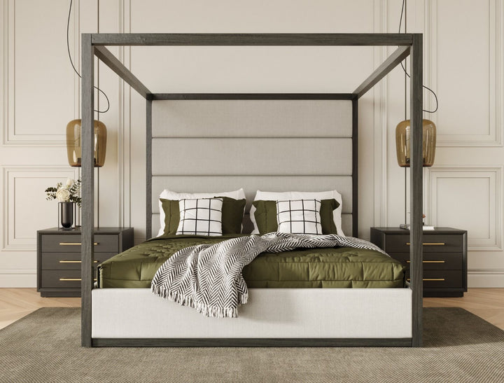 Modrest Manhattan - Contemporary Canopy Grey Bed -queen