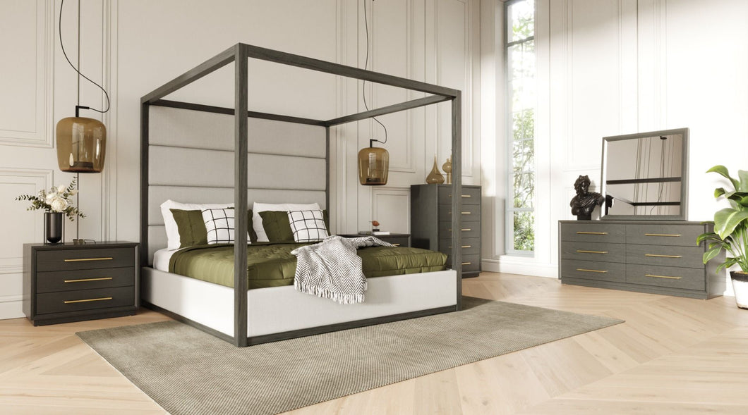 Modrest Manhattan- Contemporary Canopy Grey Bedroom Set-queen
