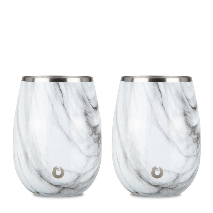 Stainless Steel Grand Pinot Wine Glass, Set of 2 - Marble