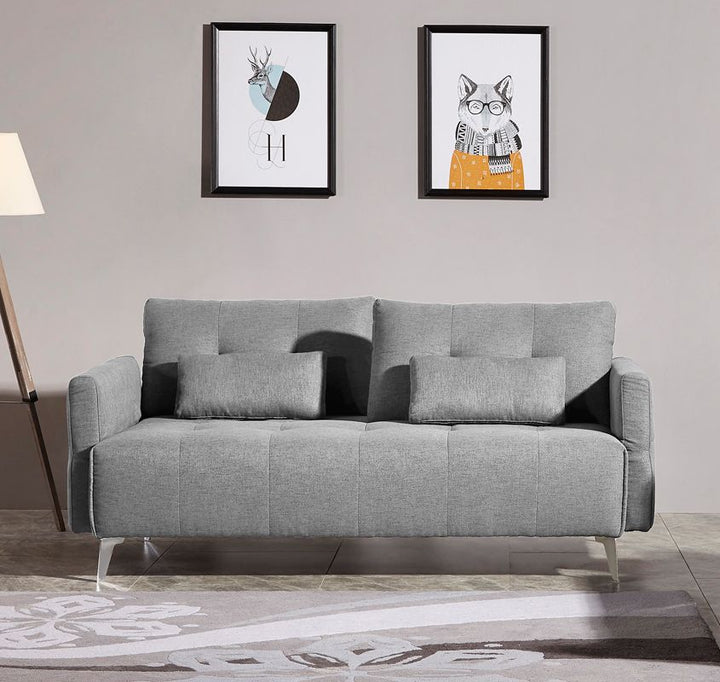 Divani Casa Alcoa Modern Contemporary Grey Tufted Fabric Sofa w/ Adjustable Backrest and Movable Armrests