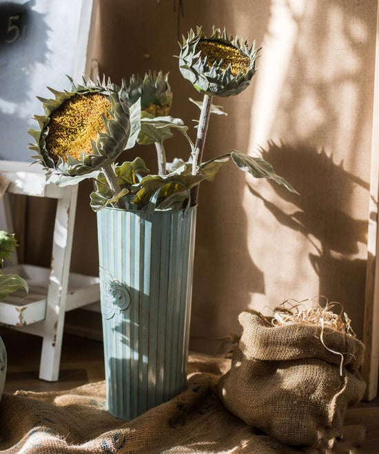 Metal Pot 'Flowers and Garden' Pot with Metal Handles (Set of 3)