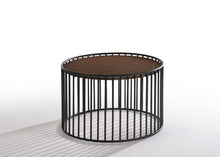 Load image into Gallery viewer, Modrest Bronson Modern Walnut &amp; Black Round End Table

