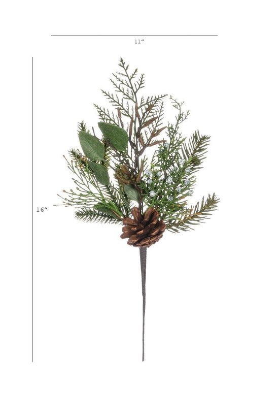 Mixed Pine Greenery Stem, 16"