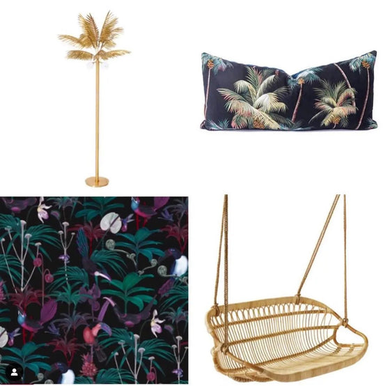 Modern Boho | Neon Palm Tree Queen Lumbar Pillow