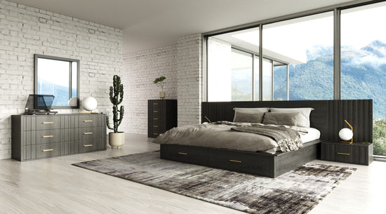 Modrest Manchester- Contemporary Platform Dark Grey EK Bed