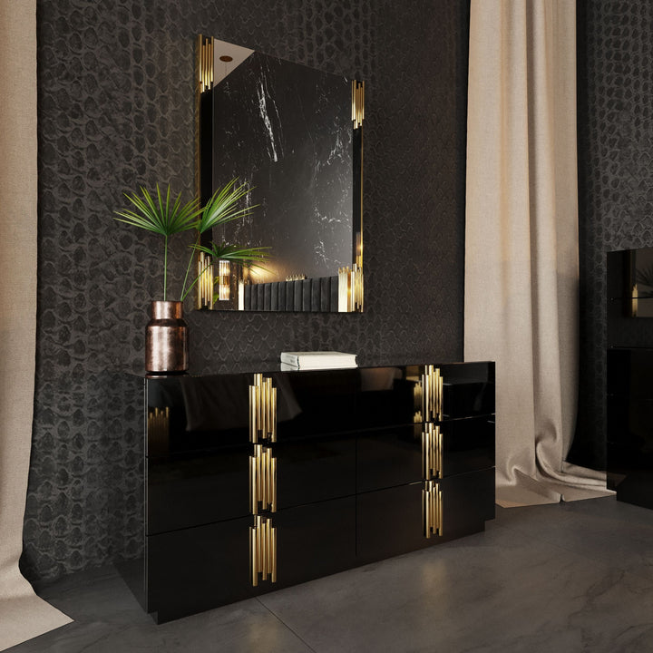 Eastern King Modrest Token Modern Black & Gold Bedroom Set