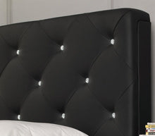Load image into Gallery viewer, Monte Carlo Black Leatherette Modern Bed w/ Crystals
