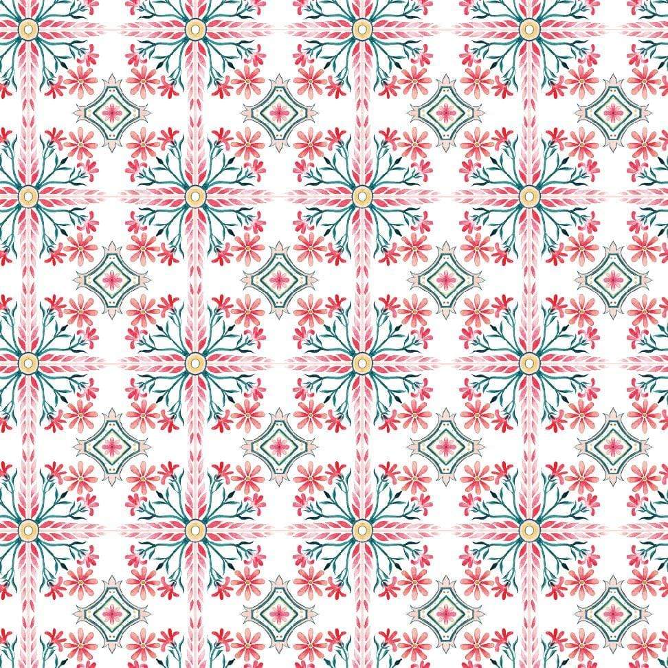 Spanish Floral Tile (Bright Red)