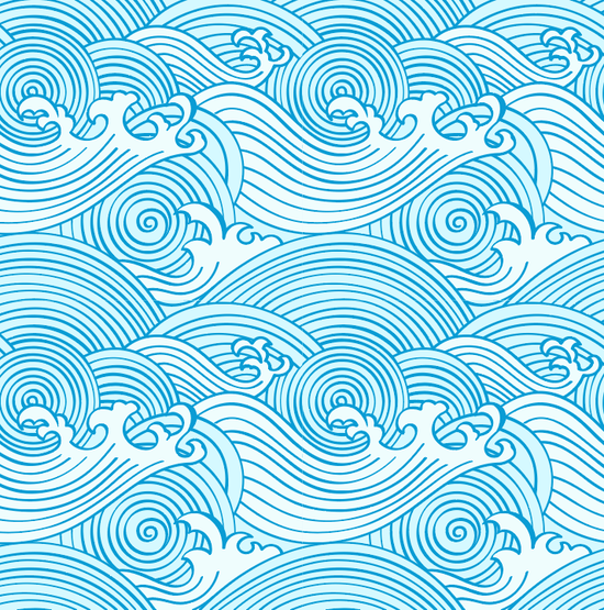 Ocean Dream Mural Bright Blue