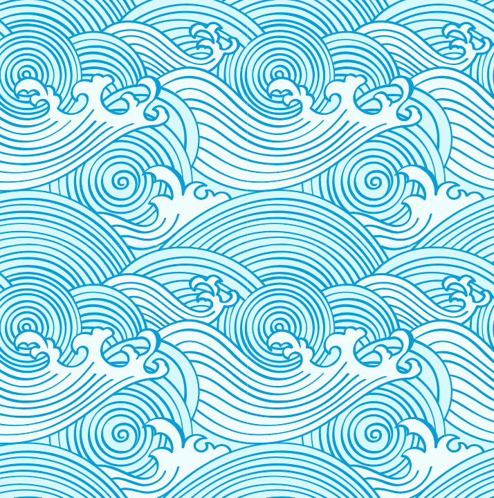 Ocean Dream Mural Bright Blue