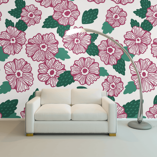 Magenta Floral Mural