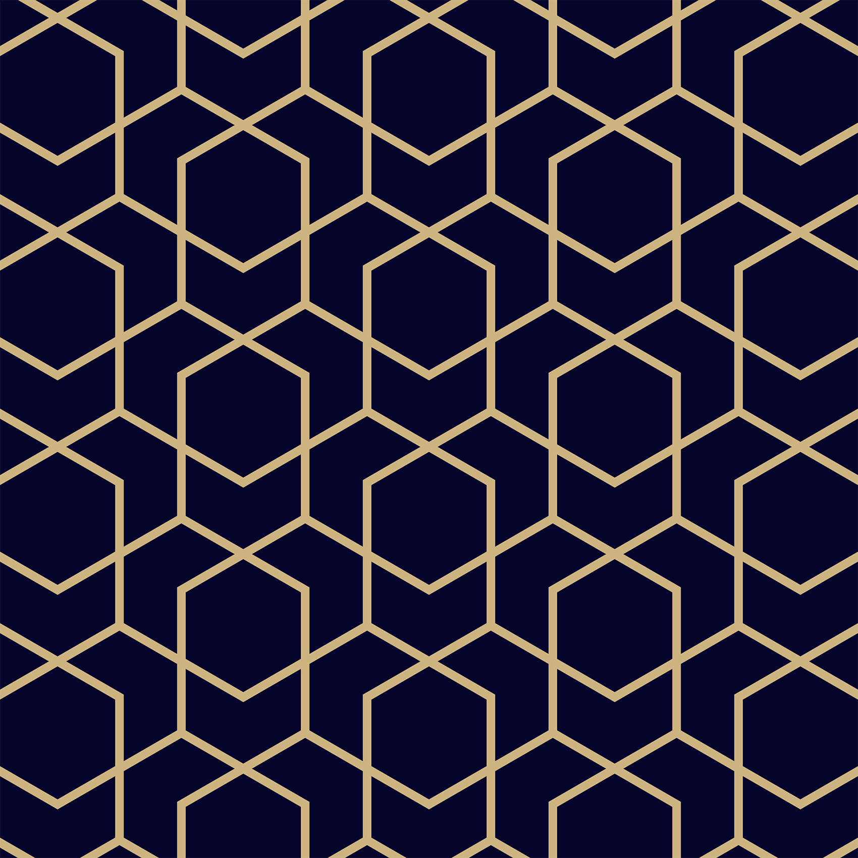 Navy and Gold Hexagon