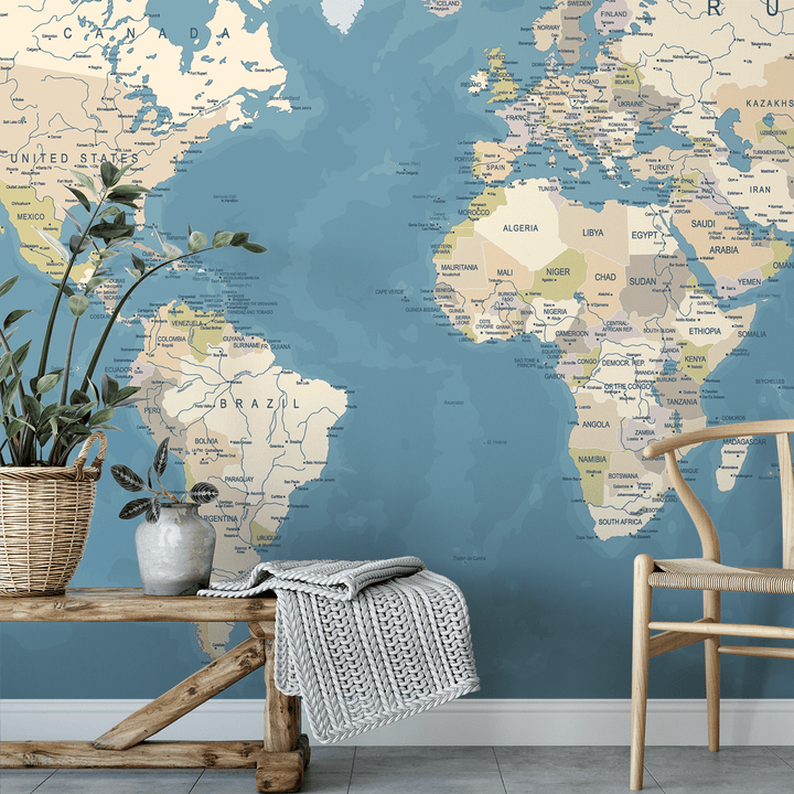 World Map Mural