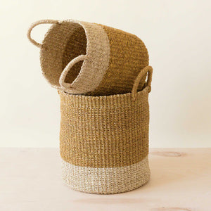 Mustard Baskets with Handles, Set of 2