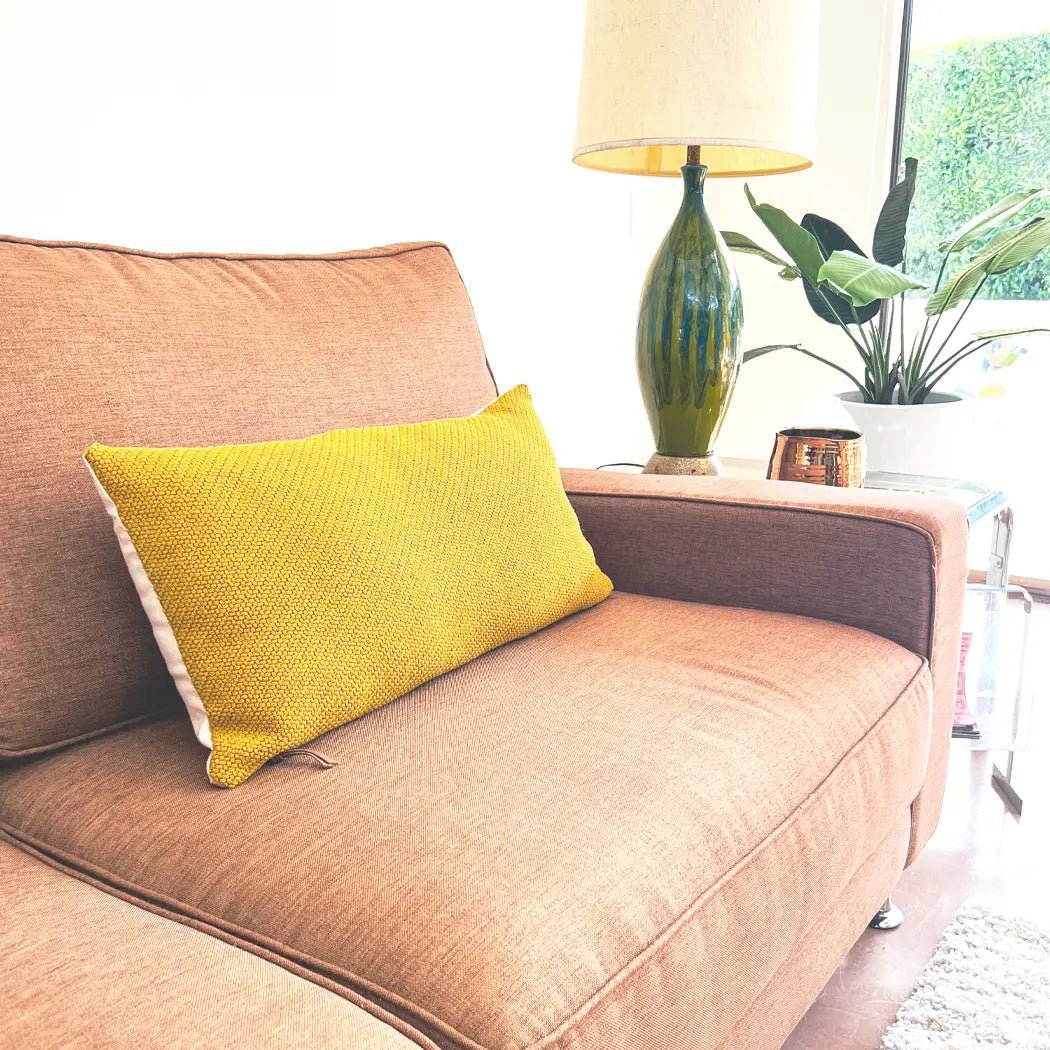 Mustard Yellow Textured Throw Pillow