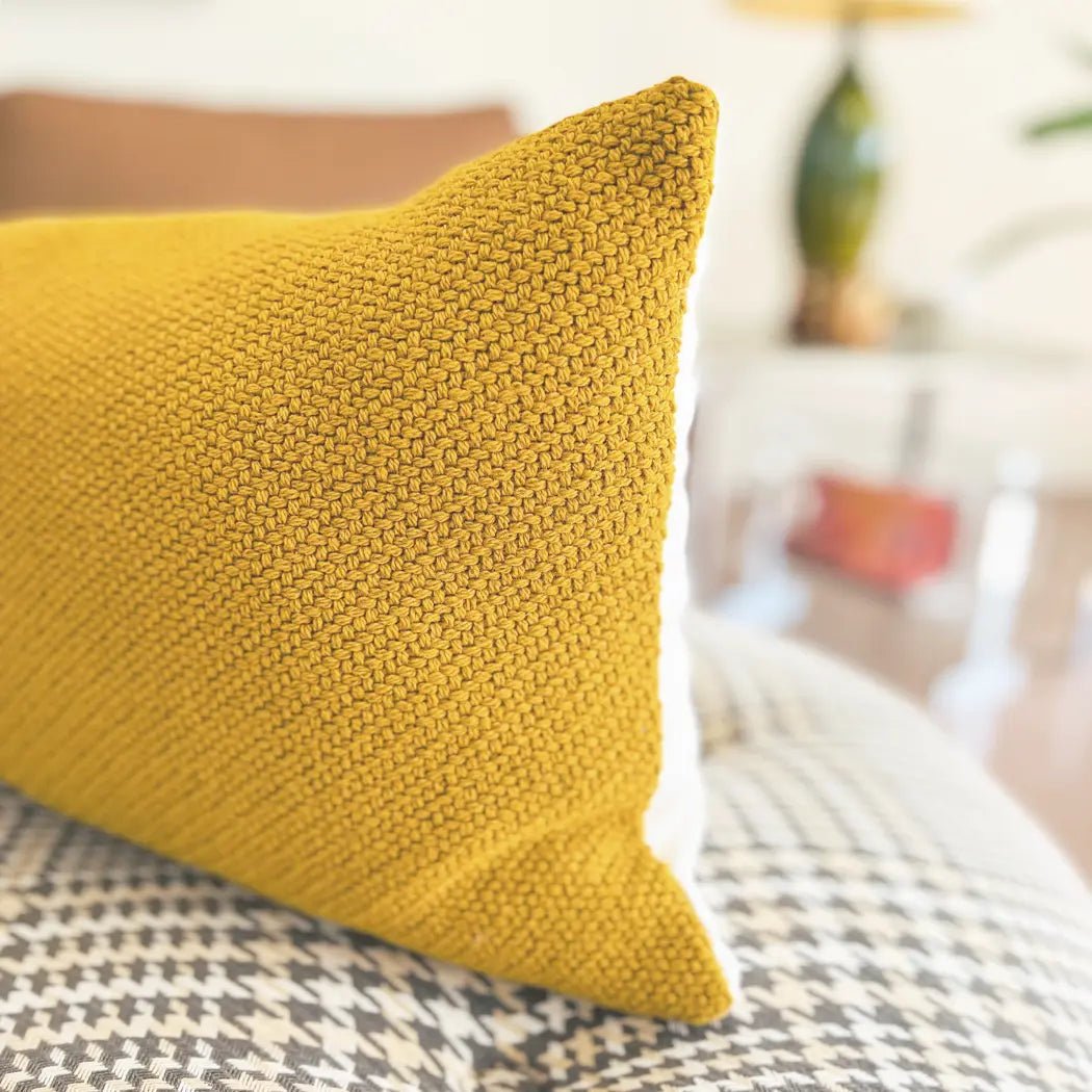 Mustard Yellow Textured Throw Pillow