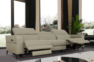 Divani Casa Nella - Modern Light Grey Leather Sofa w/ Electric Recliners