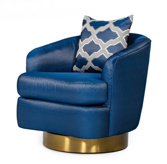 Modrest Niagra - Glam Blue and Gold Fabric Accent Chair