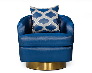 Modrest Niagra - Glam Blue and Gold Fabric Accent Chair