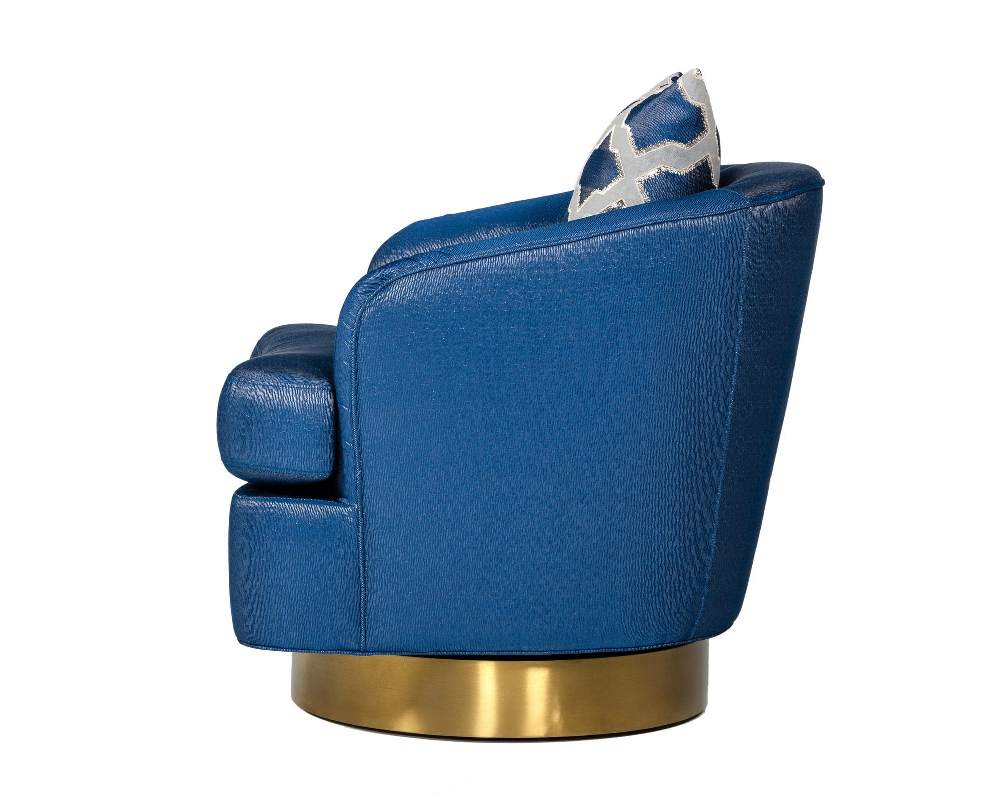 Modrest Niagra - Glam Blue and Gold Fabric Accent Chair