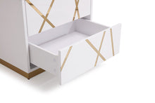 Load image into Gallery viewer, Modrest Nixa - California King Modern White + Gold Bed + Nightstands
