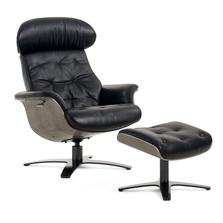 Modrest - Nowak Modern Black Lounge Chair & Ottoman Set