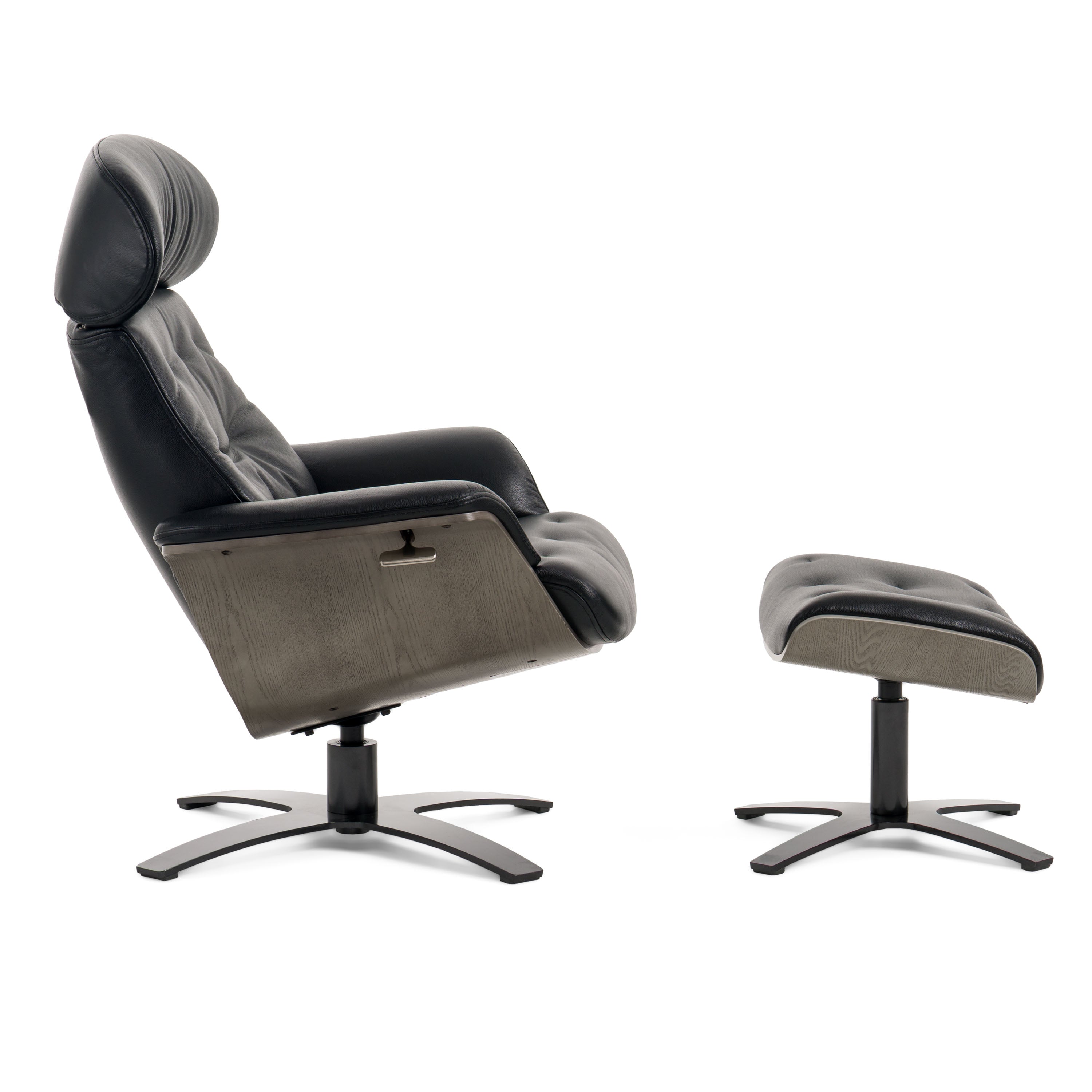 Modrest - Nowak Modern Black Lounge Chair & Ottoman Set