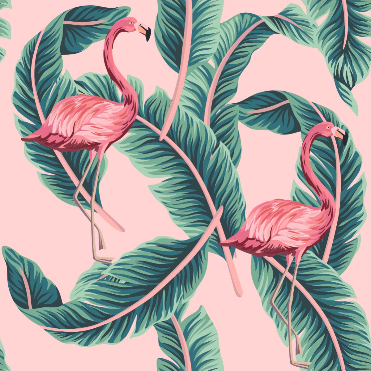 Pink Flamingos Pattern Wallpaper