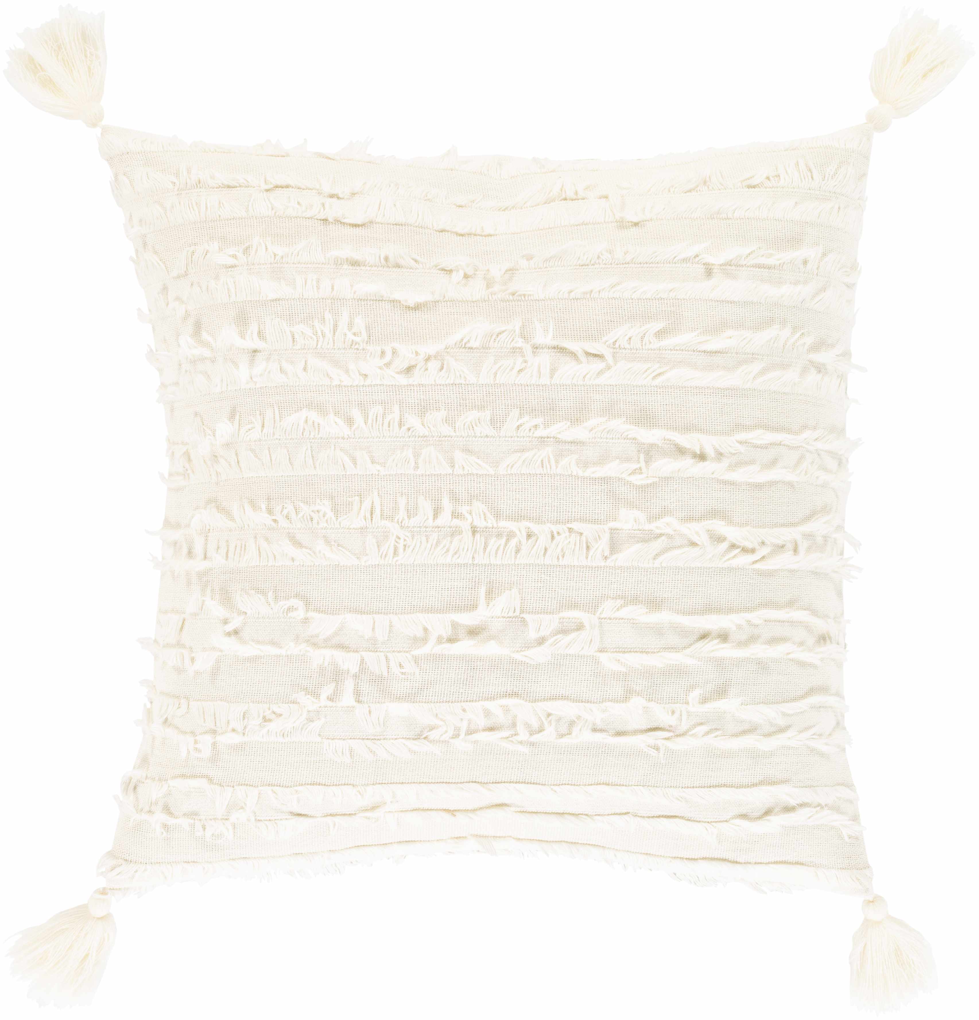 Odon Textured Tassel Square Pillow, Ivory