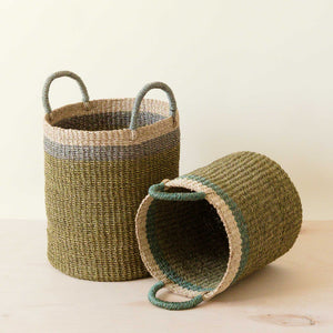 Olive Baskets with Handles, Set of 2