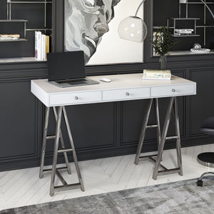 Modrest Ostrow - White + Stainless Steel Desk